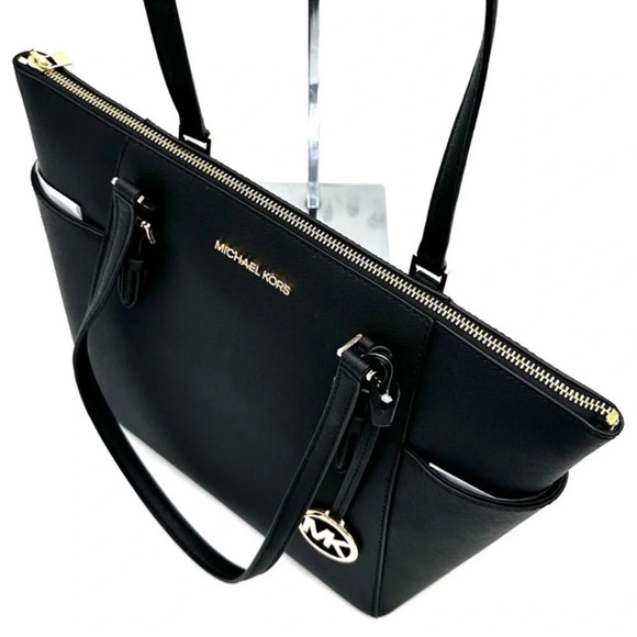 Michael Kors Large Charlotte Tote Bag & Large Double Zip Wallet Black (NWT) - Picture 7 of 14